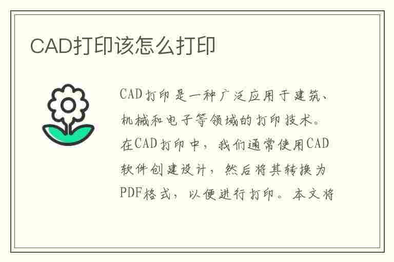 CAD打印该怎么打印(cad打印该怎么打印图纸)