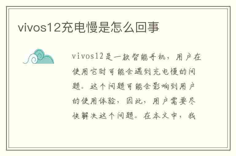 vivos12充电慢是怎么回事