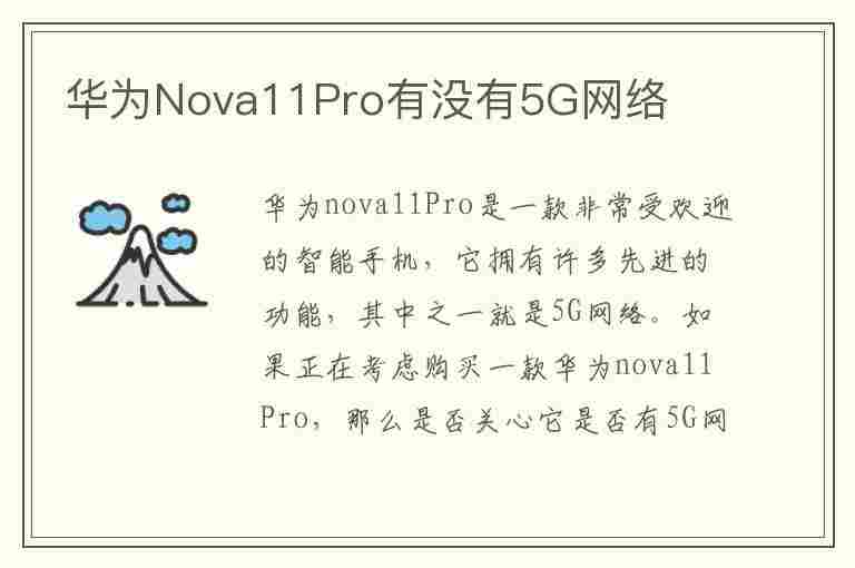 华为Nova11Pro有没有5G网络