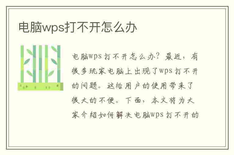 电脑wps打不开怎么办(电脑wps打不开怎么办)