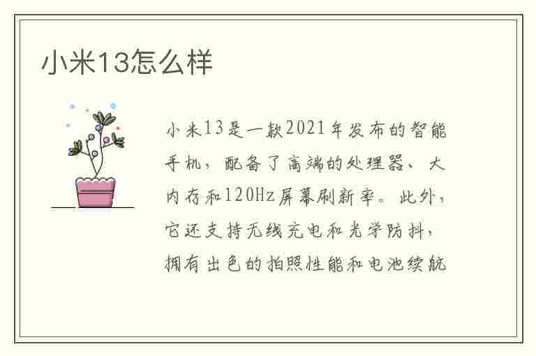 小米13怎么样(小米13怎么样值得入手吗)