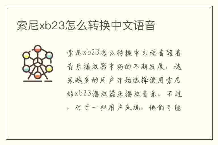 索尼xb23怎么转换中文语音(索尼xb23中文说明书)