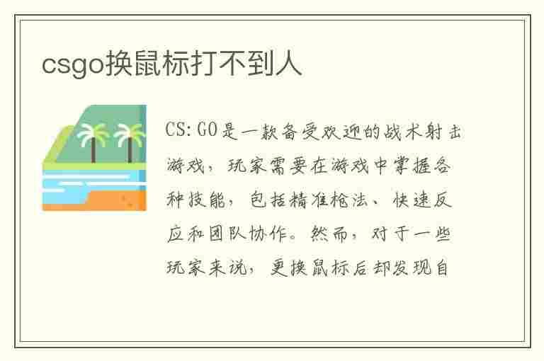 csgo换鼠标打不到人(csgo换鼠标打不到人怎么办)