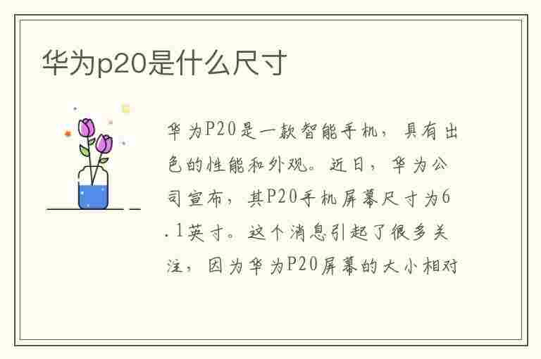 华为p20是什么尺寸(华为p20是什么尺寸的手机)