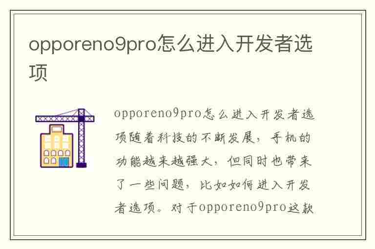 opporeno9pro怎么进入开发者选项